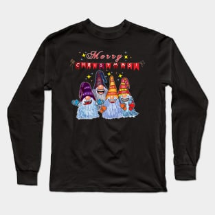 Funny Merry Christmas Gnomes with Icy Beards Long Sleeve T-Shirt